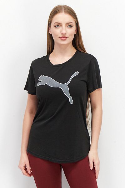 Puma Women Crew Neck Short Sleeves Brand Logo T-Shirt, Black