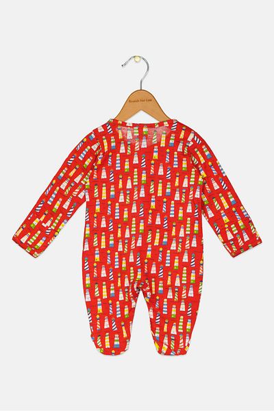 ToffyHouse Toddlers Girl Long Sleeve Allover Print Sleepwear Romper, Multicolor
