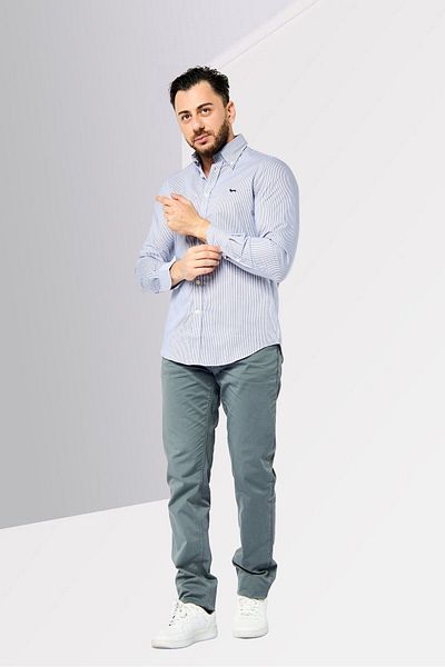 Harmont & Blaine Men Regular Fit Stripe Long Sleeve Casual Shirt, Multicolor