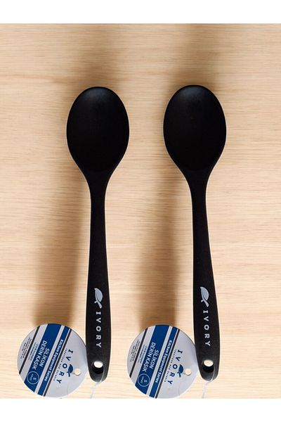EMPA A V M Ivory Fireproof Non-Stick Set of 2 Small Silicone Spoons Feeding Spoons 20 cm