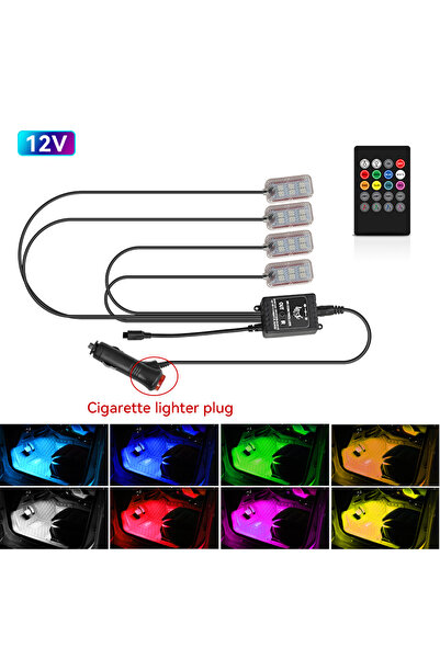 choice2 12V Cig Remote Car Led Interior Ambient Foot Strip Light Kit With USB...