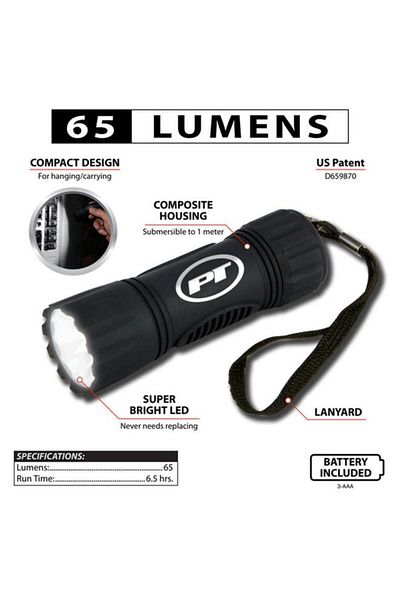 Generic Performance Tool 65-Lumens Storm Composite LED Flashlight Black W2456