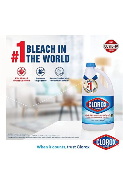 Clorox Liquid Bleach Original 1.89 Litres Powerful Disinfectant & Stain Remover for Home Hygiene