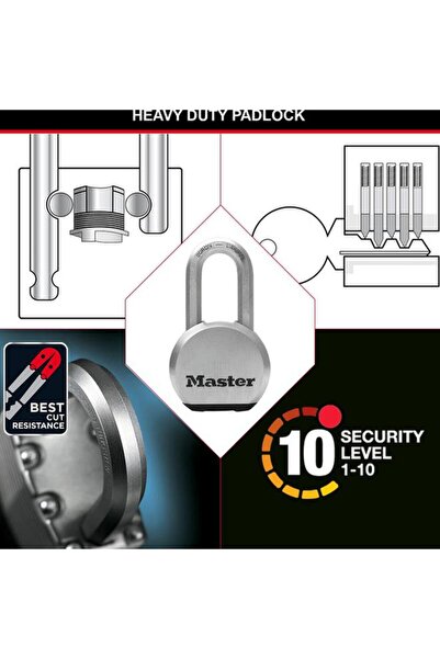 Generic Master Lock Excell Solid Steel Body Padlock Silver and Black 64mm