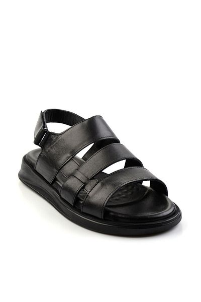Bambi Black Leather Men's Sandals E05433501043