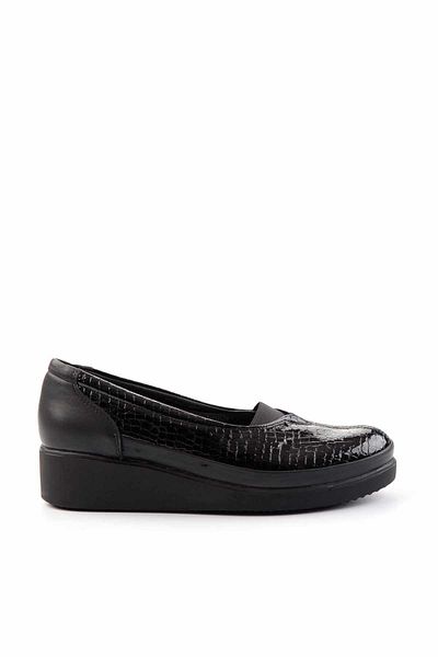 Bambi Glänzende schwarze Damen-Freizeitschuhe aus echtem Krokodilleder K 01586060111