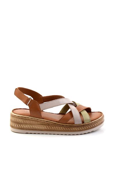 Bambi Tan Multicolor Leather Women's Sandals K05552000803