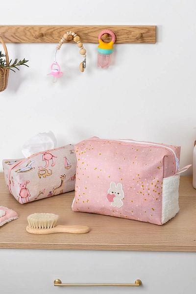 İNKOHA Baby Pink Double Bag Organizer – Practical Organizer for Wet Wipes and Baby Accessories
