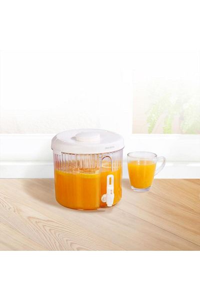 Generic موزع مشروبات دائري أنيق ومتين من فيلي، شفاف وأبيض، سعة 4 لتر