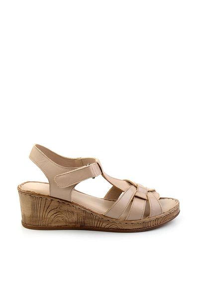 Bambi Beige Leather Women's Sandals K05552000503