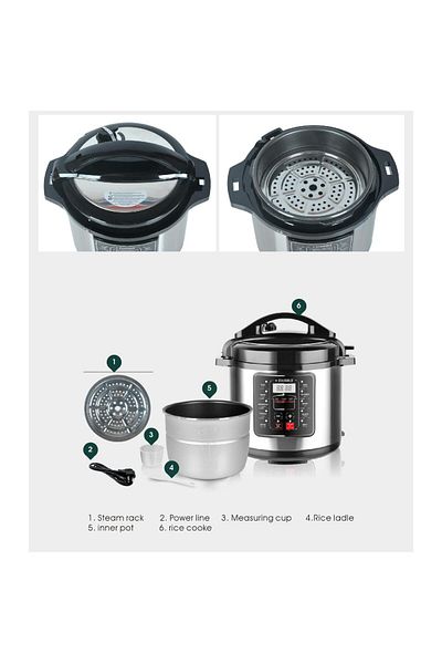 Generic Stargold 10-in-1 Electric Pressure Cooker – 6l Programmable Multi-cooker With Stainless Steel Body