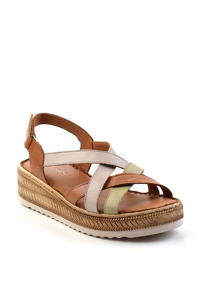 Bambi Tan Multicolor Leather Women's Sandals K05552000803