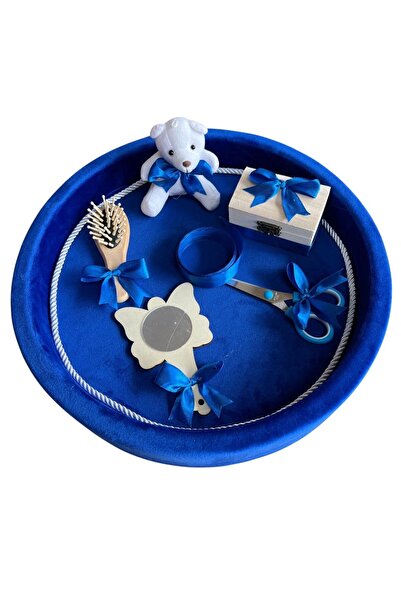 Botez Set tavita pentru taiere mot/turta – catifea – albastru electric