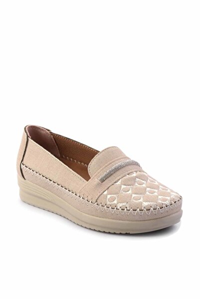 Bambi Bej Lame Kadın Loafer Ayakkabı K01621073009