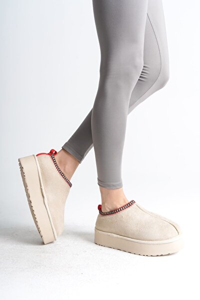 BİLGİMOLA Leila Laceless Flat and Thick Sole Short Suede Women's Boots with F...