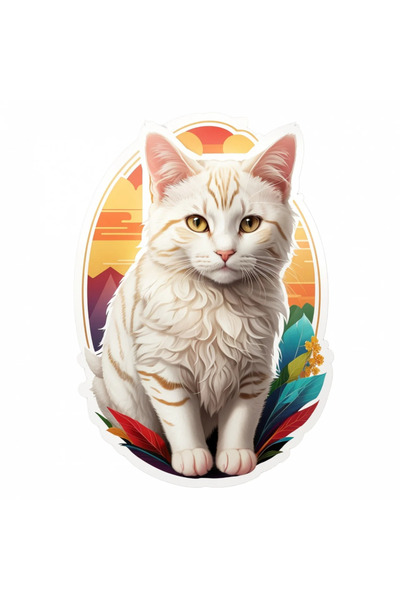 INOVATIX Σετ 8 τεμαχίων, Αυτοκόλλητο Γάτας Khao manee, INOVATIX®. 6 εκ.