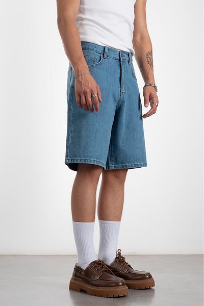 UKHWD SUPPLY Light Blue Baggy Denim Urban Jort Men's Shorts Uk1450Mva