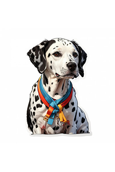 INOVATIX Set de 8 piese, autocolant câine dalmațian cu zgardă, INOVATIX®. 6 cm