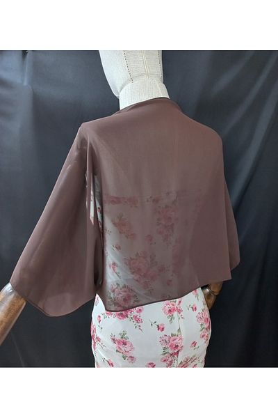 es moda shop Ariane Chiffon Short Sleeve Shawl Brown