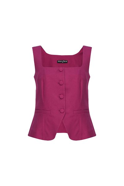 STELLA PULVIS Pink Unlined Square Neck Vest