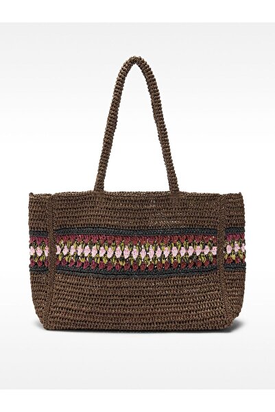 PARFOIS Hasır Görünümlü Örgü Detaylı Shopper Çanta.