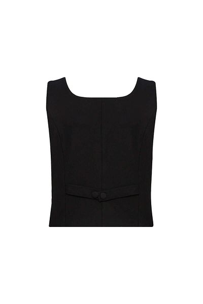 STELLA PULVIS Black Unlined Square Collar Vest