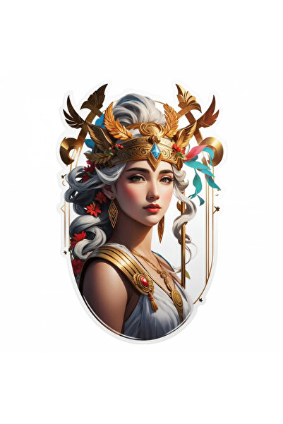 INOVATIX Set de 8 piese, autocolant zeița greacă Artemis cu coroană, INOVATIX®. 6 cm