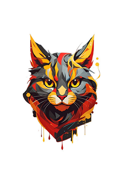 INOVATIX Σετ 8 τεμαχίων, Αυτοκόλλητο Serious Cat, INOVATIX®. 6 εκ.