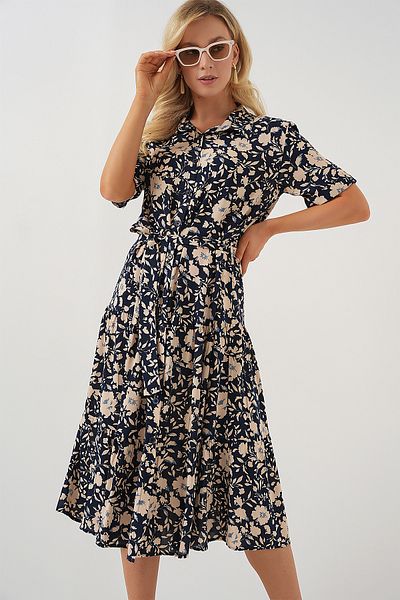 Bigdart 2191 Φόρεμα με κοντομάνικο σχέδιο - Navy Blue