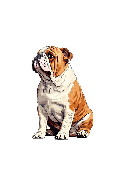 INOVATIX Set de 8 bucăți, autocolant câine buldog englez, INOVATIX®. 6 cm
