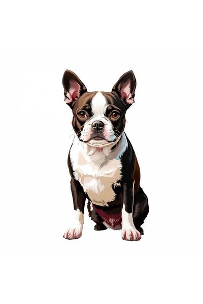 INOVATIX Set de 8 piese, autocolant Boston terrier, INOVATIX®. 6 cm