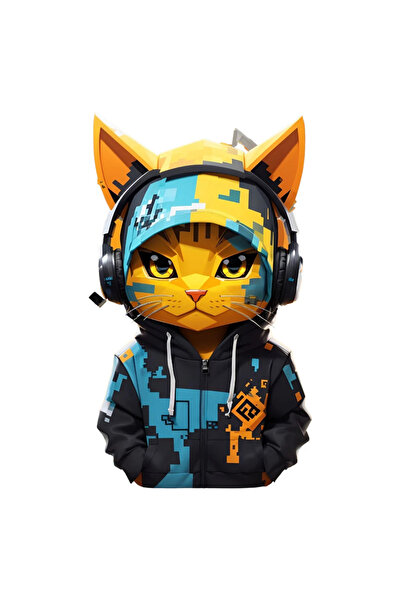 INOVATIX Σετ 8 τεμαχίων, Αυτοκόλλητη Γάτα με ακουστικά, INOVATIX®. 6 εκ.