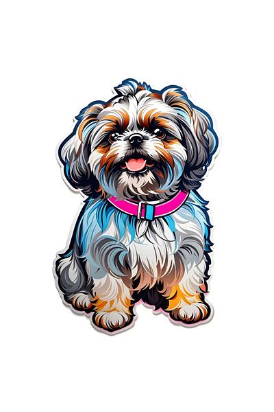 INOVATIX Set de 8 bucăți, autocolant Shih Tzu creț, INOVATIX®. 6 cm