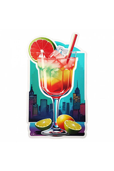 INOVATIX Set de 8 autocolante cocktail Daiquir cu lime, INOVATIX®. 6 cm