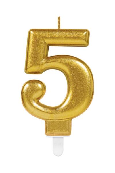 EFE PASTACILIK 5 Yaş Gold Renkli Rakamlı Doğum Günü Pastası Yaş Mumu –