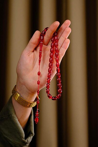 dergah tesbih سبحة شكر بابا من سلسلة الفضة مع نظام تفاصيل دائرية حمراء اللون من العنبر