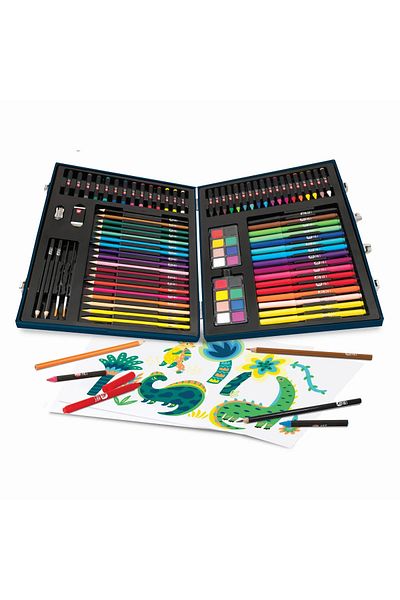 Happy Hobby HAPPI HOBBI ART CASE DELUXE DRAWING SET WITH 100 DINOSAUR ACCESSORIES