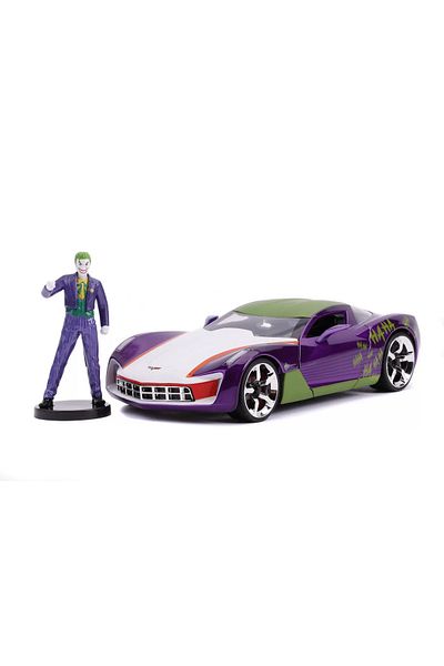 Simba 2009 CHEVY CORVETTE STINGRAY DIE-CAST CAR AND 1:24 SCALE JOKER FIGURE