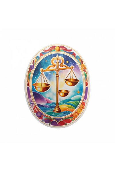 INOVATIX Set de 8 piese, autocolant Balanță cu farfurii goale, simbol zodiacal Balanță, INOVATIX®. 6 cm