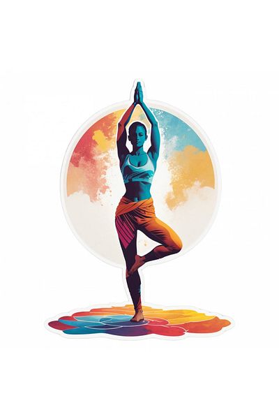 INOVATIX Set 8 piese, Sticker Yoga virabhadrasana poziție, INOVATIX®. 6 cm