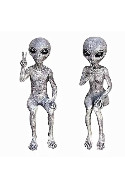 choice2 Men and Women Funny Resin Alien Statue Outdoor Garden Decoration UFO ...