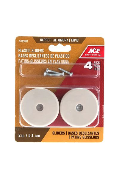 ACE Plastic Base Non-Slip Screw On Glides (5.08 cm)