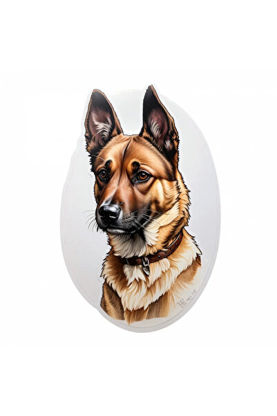 INOVATIX Set de 8 bucăți, autocolant pentru câine Belgian Malinois cu zgardă, INOVATIX®. 6 cm