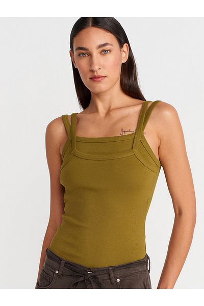 Dilvin 21105 Double Strap Undershirt-Dark Green
