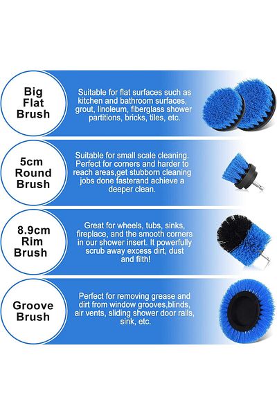 Saharaz 6 Pcs Drill Cleaning Brush Set, All Purpose Crevice Power Scrubber,with Extended Long Bracket