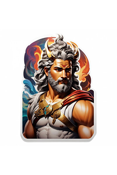 INOVATIX Set de 8 piese, autocolant zeul grec Heracle cu coarne, INOVATIX®. 6 cm