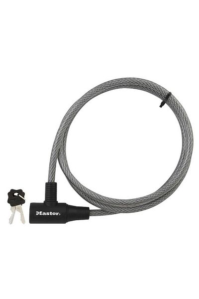 Generic Master Lock Braided Steel Keyed Cable Lock Silver and Black 1.8m x 10mm 35657 (8154DPF)