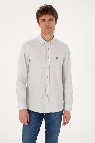 U.S. Polo Assn. Men's Ecru Long Sleeve Basic Shirt 50293980-Vr019