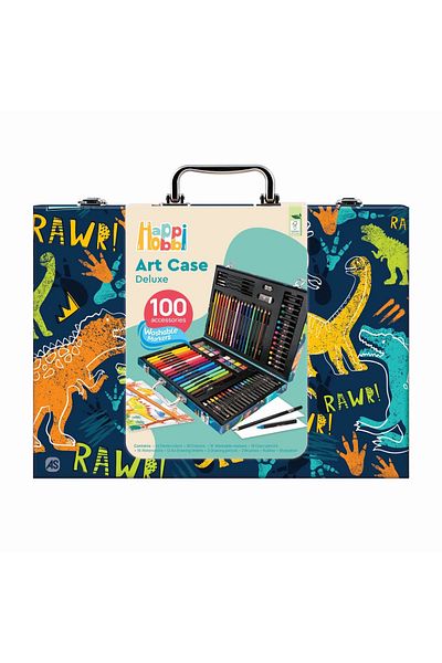 Happy Hobby HAPPI HOBBI ART CASE DELUXE DRAWING SET WITH 100 DINOSAUR ACCESSORIES