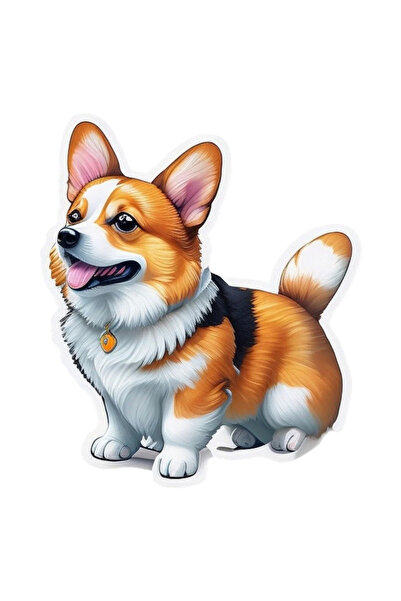 INOVATIX Set de 8 bucăți, autocolant profil Corgi, INOVATIX®. 6 cm